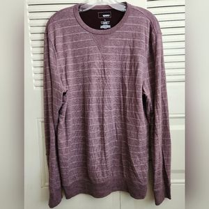 Sonoma Mens Size large Striped burgundy maroon ligĥtweight Sweater Top Long slv